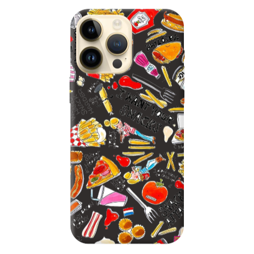 Apple iPhone 13 Pro Max Snack attack Black Colored Silicone TPU Θήκη