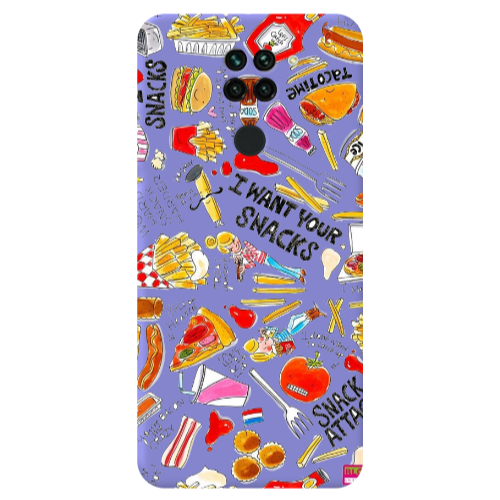 Xiaomi Redmi Note 9 Snack attack Purple Colored Silicone TPU Θήκη