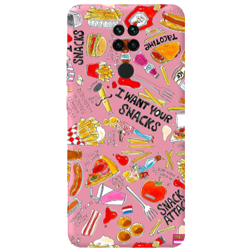 Xiaomi Redmi Note 9 Snack attack Pink Colored Silicone TPU Θήκη