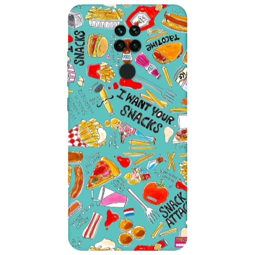 Xiaomi Redmi Note 9 Snack attack Turquoise Colored Silicone TPU Θήκη