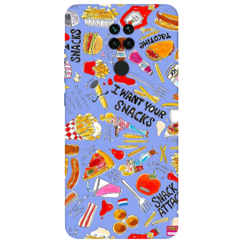 Xiaomi Redmi Note 9 Snack attack Light Purple Colored Silicone TPU Θήκη