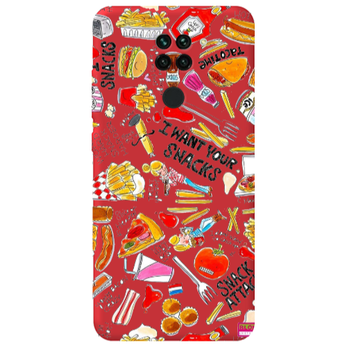 Xiaomi Redmi Note 9 Snack attack Red Colored Silicone TPU Θήκη
