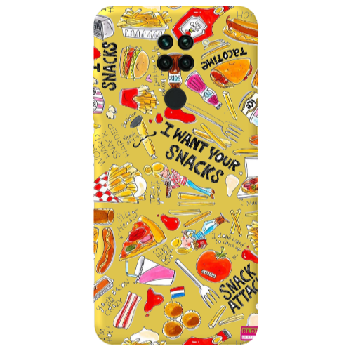 Xiaomi Redmi Note 9 Snack attack Yellow Colored Silicone TPU Θήκη