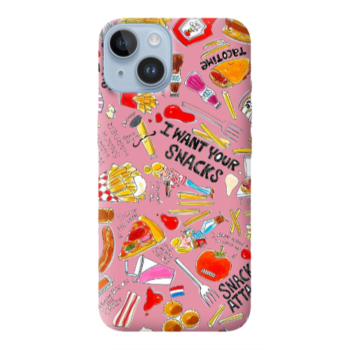Apple iPhone 14  Snack attack Pink Colored Silicone TPU Θήκη