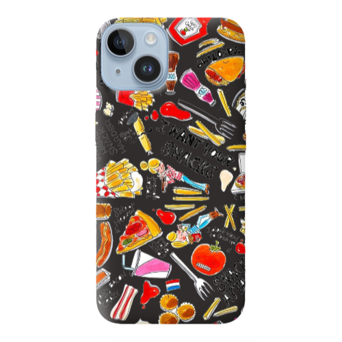 Apple iPhone 14  Snack attack Black Colored Silicone TPU Θήκη