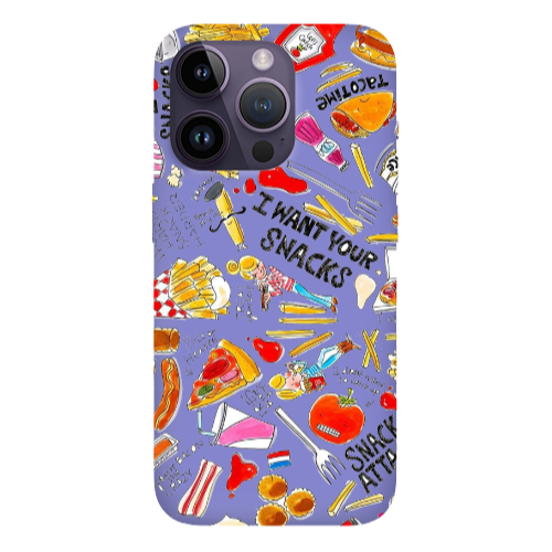 Apple iPhone 14 Pro  Snack attack Purple Colored Silicone TPU Θήκη
