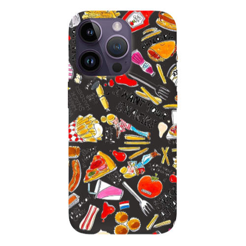 Apple iPhone 14 Pro  Snack attack Black Colored Silicone TPU Θήκη