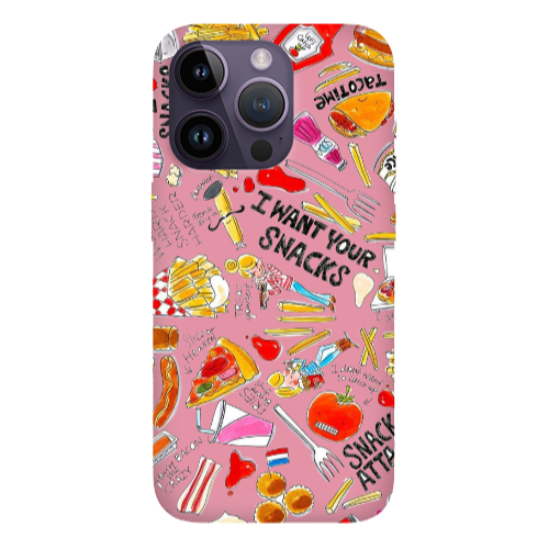 Apple iPhone 14 Pro Max Snack attack Pink Colored Silicone TPU Θήκη