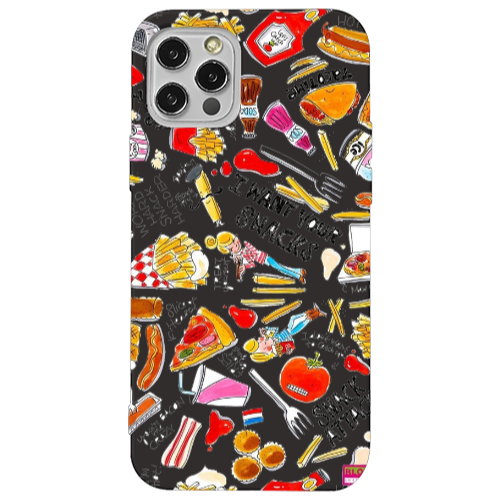 Apple iPhone 12 Pro Max Snack attack Black Colored Silicone TPU Θήκη