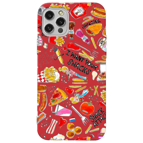 Apple iPhone 12 Pro Max Snack attack Red Colored Silicone TPU Θήκη