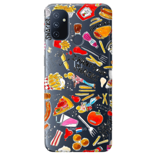 Oneplus Nord 100 Snack attack Transparent Silicone TPU Θήκη