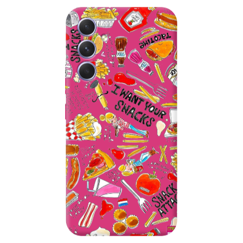 Samsung A54 Snack attack Fuchsia Colored Silicone TPU Θήκη