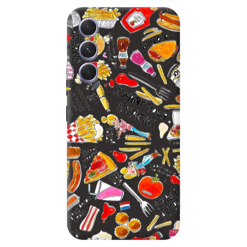 Samsung A54 Snack attack Black Colored Silicone TPU Θήκη