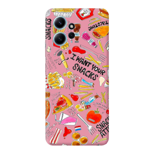 Xiaomi Redmi Note 12 4G Snack attack Pink Colored Silicone TPU Θήκη