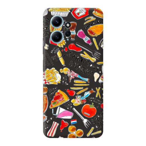 Xiaomi Redmi Note 12 4G Snack attack Black Colored Silicone TPU Θήκη