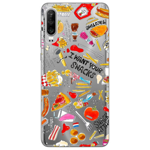 Huawei P30 Snack attack Transparent Silicone TPU Θήκη