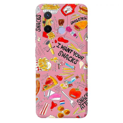 Xiaomi Redmi 12C Snack attack Pink Colored Silicone TPU Θήκη