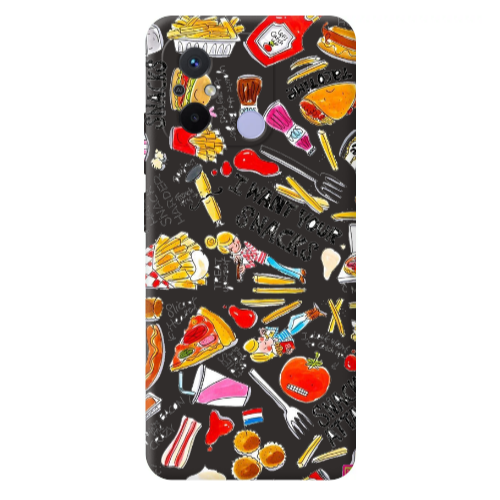 Xiaomi Redmi 12C Snack attack Black Colored Silicone TPU Θήκη
