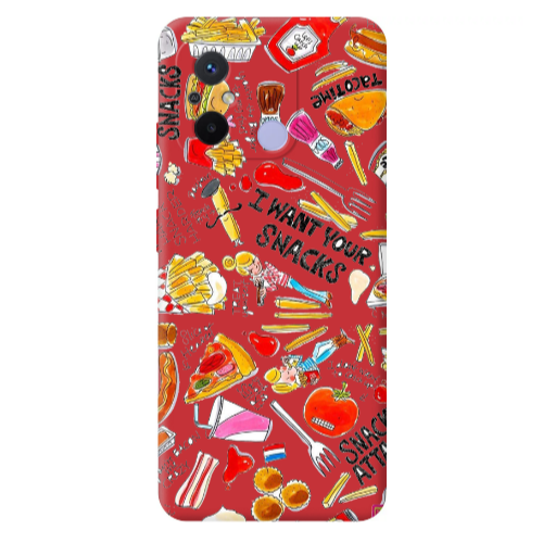 Xiaomi Redmi 12C Snack attack Red Colored Silicone TPU Θήκη