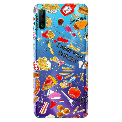 Huawei P30 Lite Snack attack Transparent Silicone TPU Θήκη