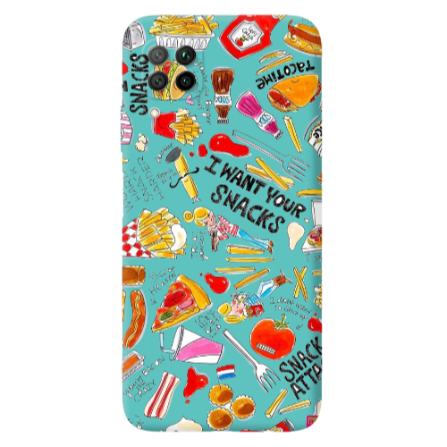 Huawei P40 Lite Snack attack Turquoise Colored Silicone TPU Θήκη