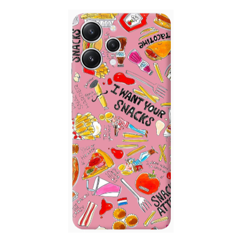 Xiaomi Redmi 12 Snack attack Pink Colored Silicone TPU Θήκη