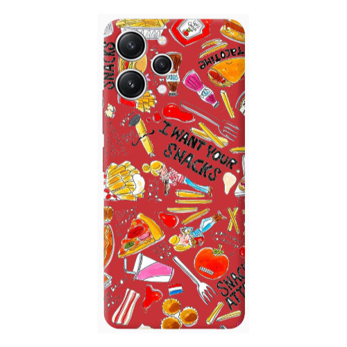Xiaomi Redmi 12 Snack attack Red Colored Silicone TPU Θήκη