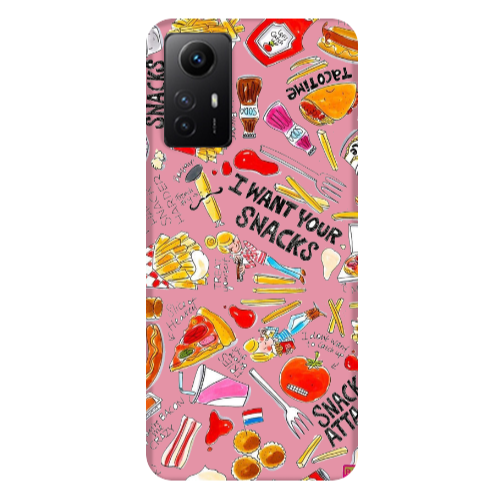 Xiaomi Redmi Note 12s Snack attack Pink Colored Silicone TPU Θήκη