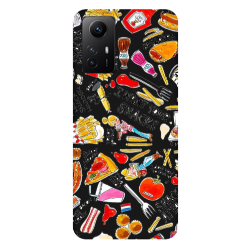Xiaomi Redmi Note 12s Snack attack Black Colored Silicone TPU Θήκη