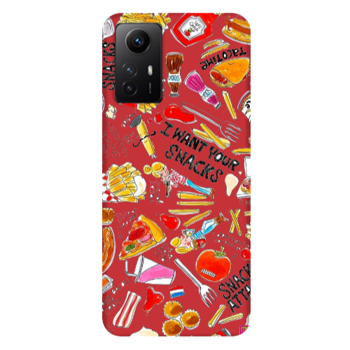 Xiaomi Redmi Note 12s Snack attack Red Colored Silicone TPU Θήκη