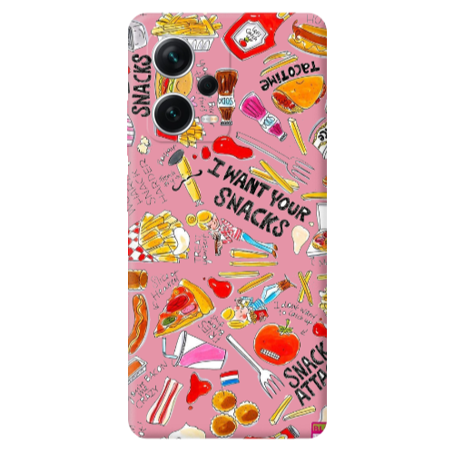 Xiaomi Poco X5 Snack attack Pink Colored Silicone TPU Θήκη