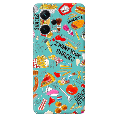 Xiaomi Poco X5 Snack attack Turquoise Colored Silicone TPU Θήκη