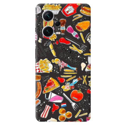 Xiaomi Poco X5 Snack attack Black Colored Silicone TPU Θήκη