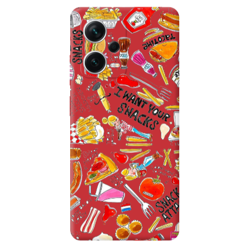 Xiaomi Poco X5 Snack attack Red Colored Silicone TPU Θήκη