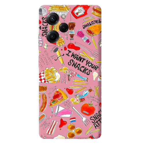 Xiaomi Poco X5 Pro Snack attack Pink Colored Silicone TPU Θήκη