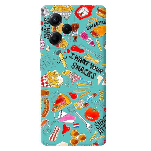 Xiaomi Poco X5 Pro Snack attack Turquoise Colored Silicone TPU Θήκη