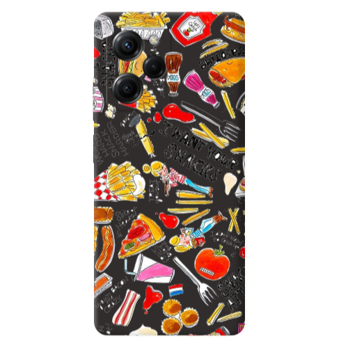 Xiaomi Poco X5 Pro Snack attack Black Colored Silicone TPU Θήκη