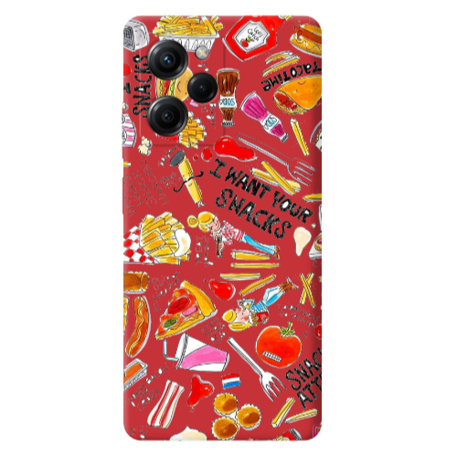 Xiaomi Poco X5 Pro Snack attack Red Colored Silicone TPU Θήκη