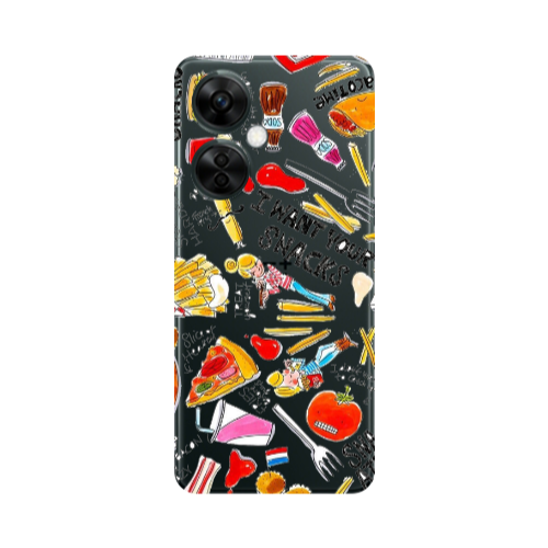 Oneplus Nord CE 3 Lite 5G Snack attack Transparent Silicone TPU Θήκη