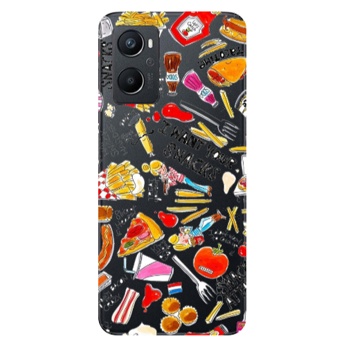 Oppo A 96 Snack attack Transparent Silicone TPU Θήκη
