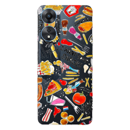 Oppo A 98 Snack attack Transparent Silicone TPU Θήκη