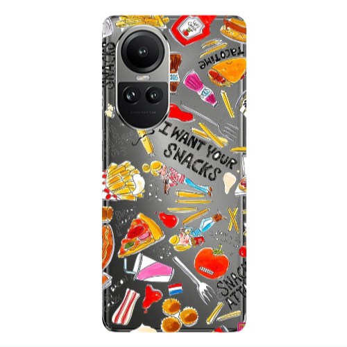 Oppo Reno10 5G Snack attack Transparent Silicone TPU Θήκη