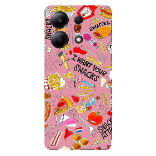 Xiaomi Redmi Note 13 4G Snack attack Pink Colored Silicone TPU Θήκη