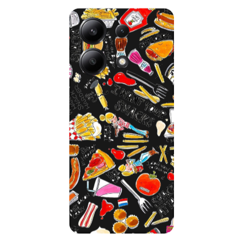 Xiaomi Redmi Note 13 4G Snack attack Black Colored Silicone TPU Θήκη