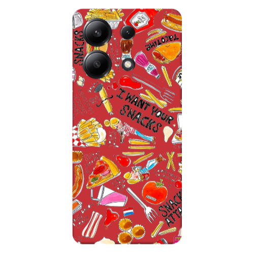 Xiaomi Redmi Note 13 4G Snack attack Red Colored Silicone TPU Θήκη