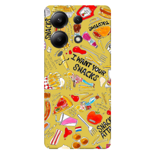 Xiaomi Redmi Note 13 4G Snack attack Yellow Colored Silicone TPU Θήκη