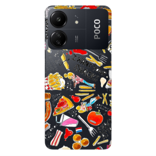 Xiaomi Poco C65 Snack attack Transparent Silicone TPU Θήκη
