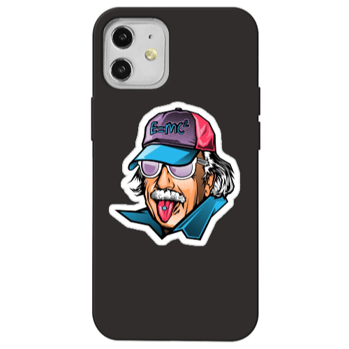 Apple iPhone 12 Einstein Black Colored Silicone TPU Θήκη