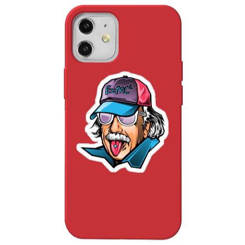 Apple iPhone 12 Einstein Red Colored Silicone TPU Θήκη