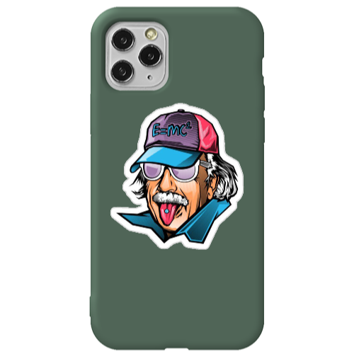 Apple iPhone 11 Pro Max Einstein Dark Green Colored Silicone TPU Θήκη